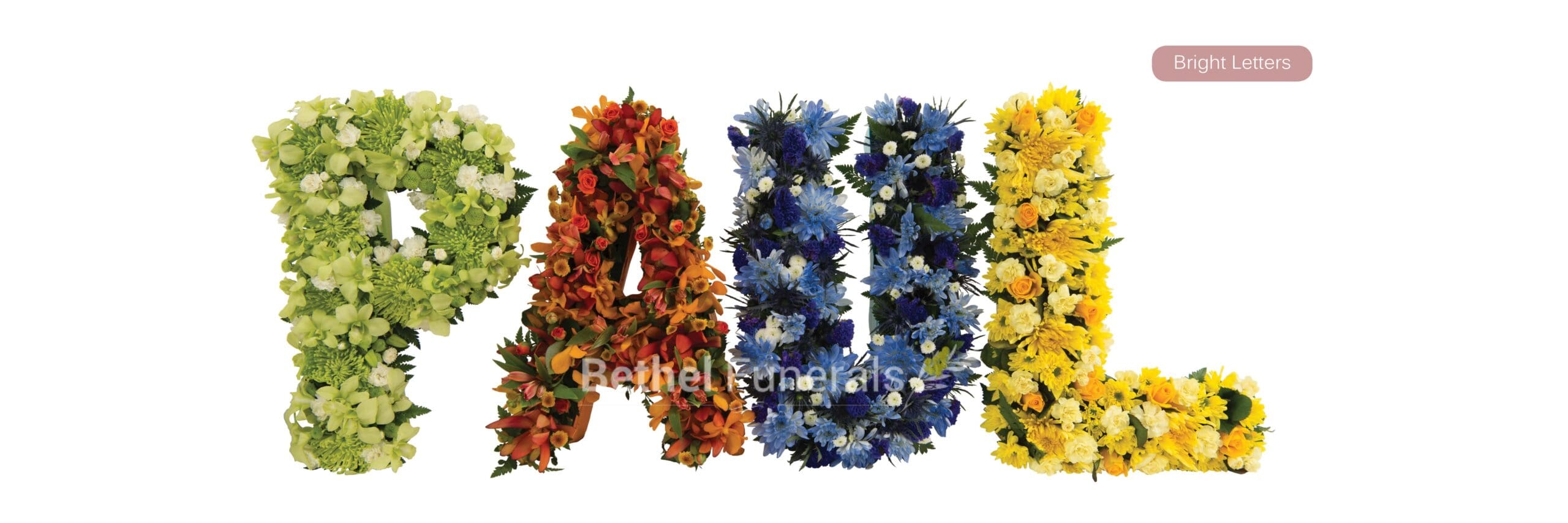 Bright Letters funeral flowers