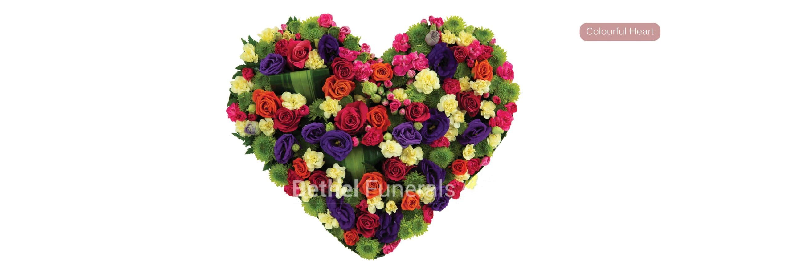 colourful heart funeral flowers